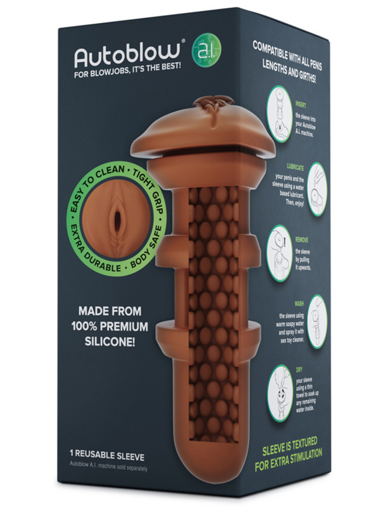 Autoblow-A.I.-Silicone-Vagina-Sleeve-Brown